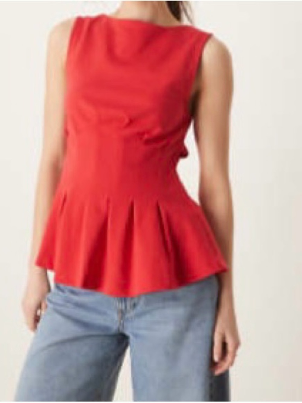 ASOS Red Sleeveless Peplum top